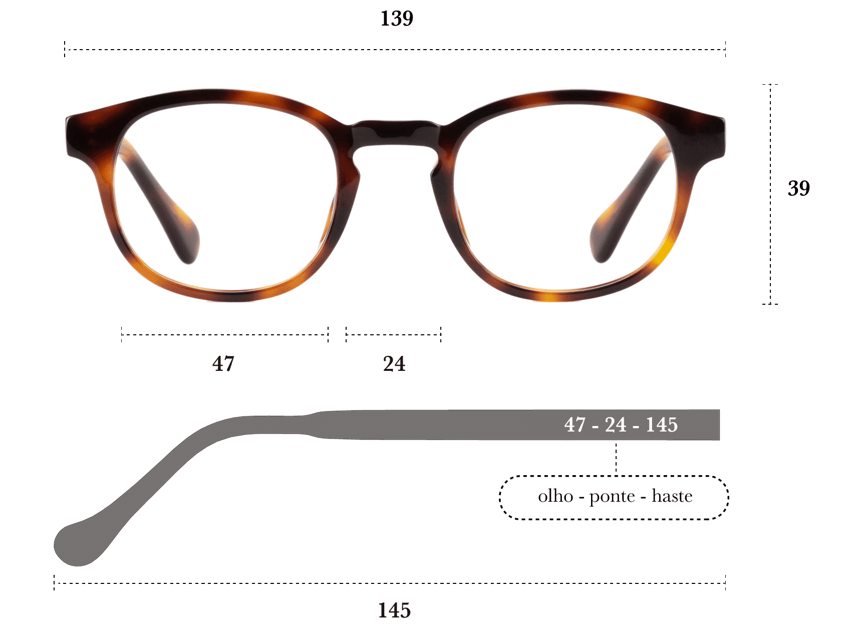 Desenho técnico do óculos Mac 