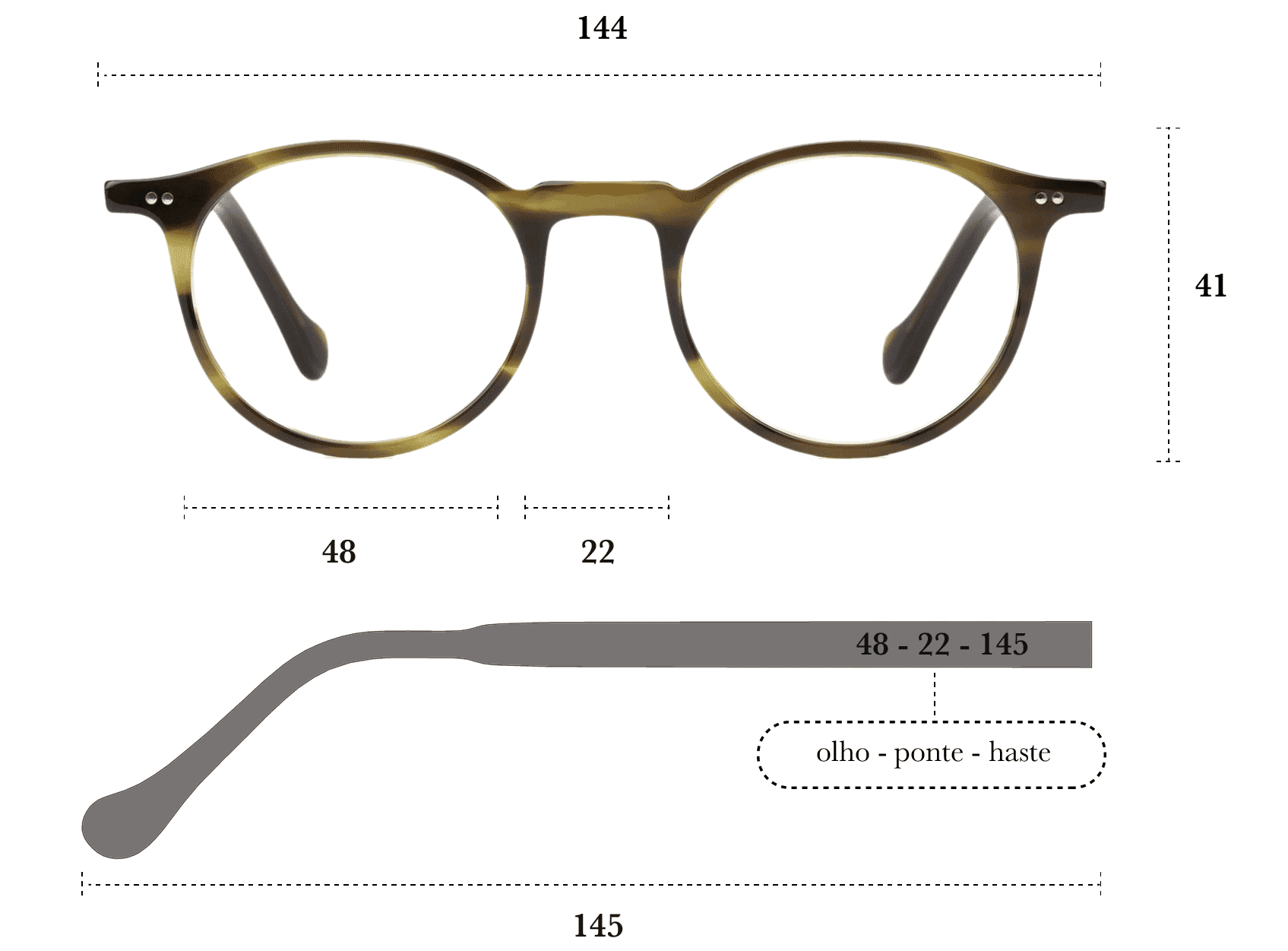 Desenho técnico do óculos Orth 