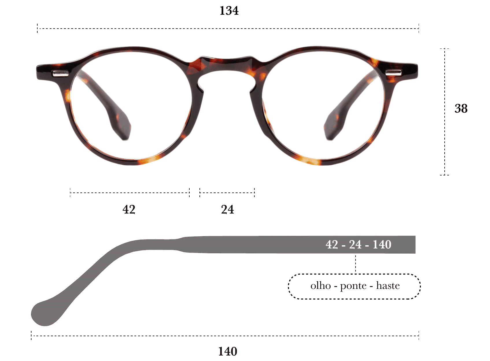 Desenho técnico do óculos Riggo 