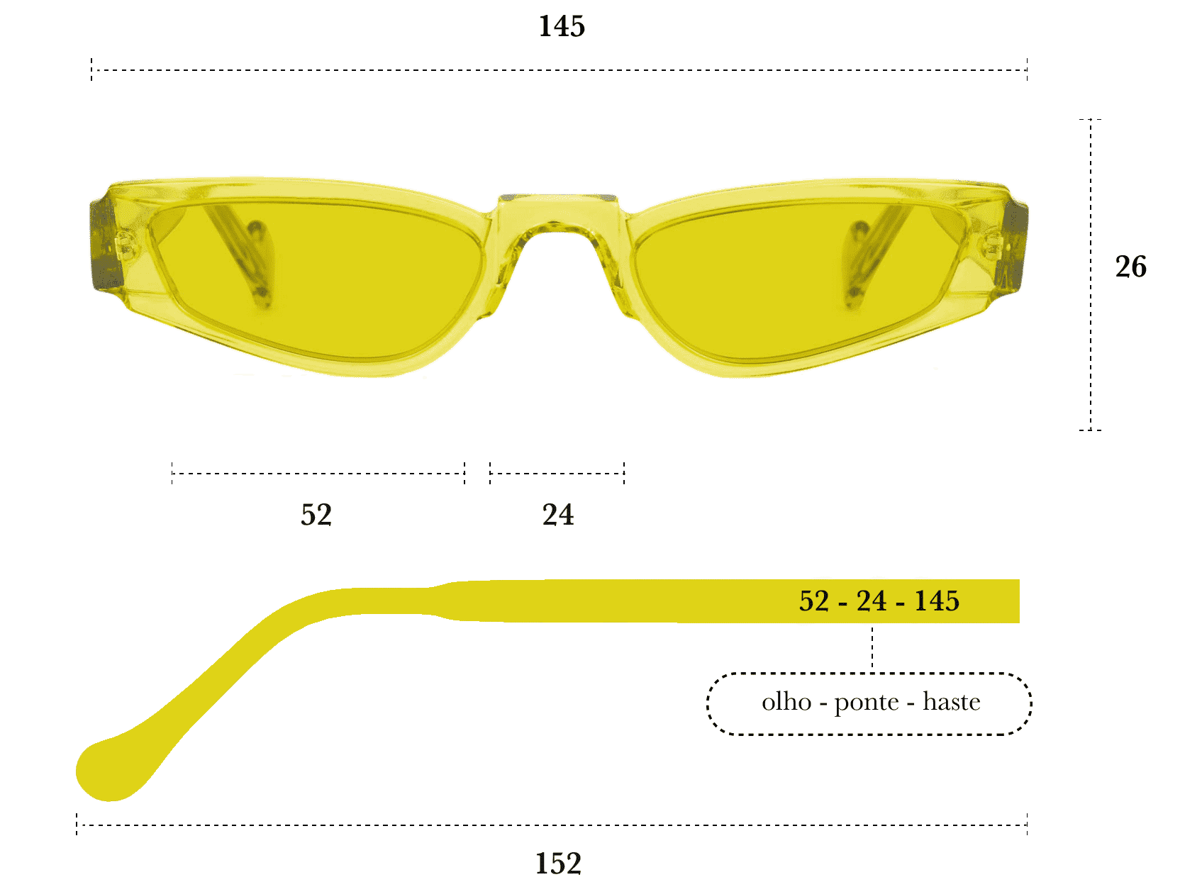 Desenho técnico do óculos Spectrum 